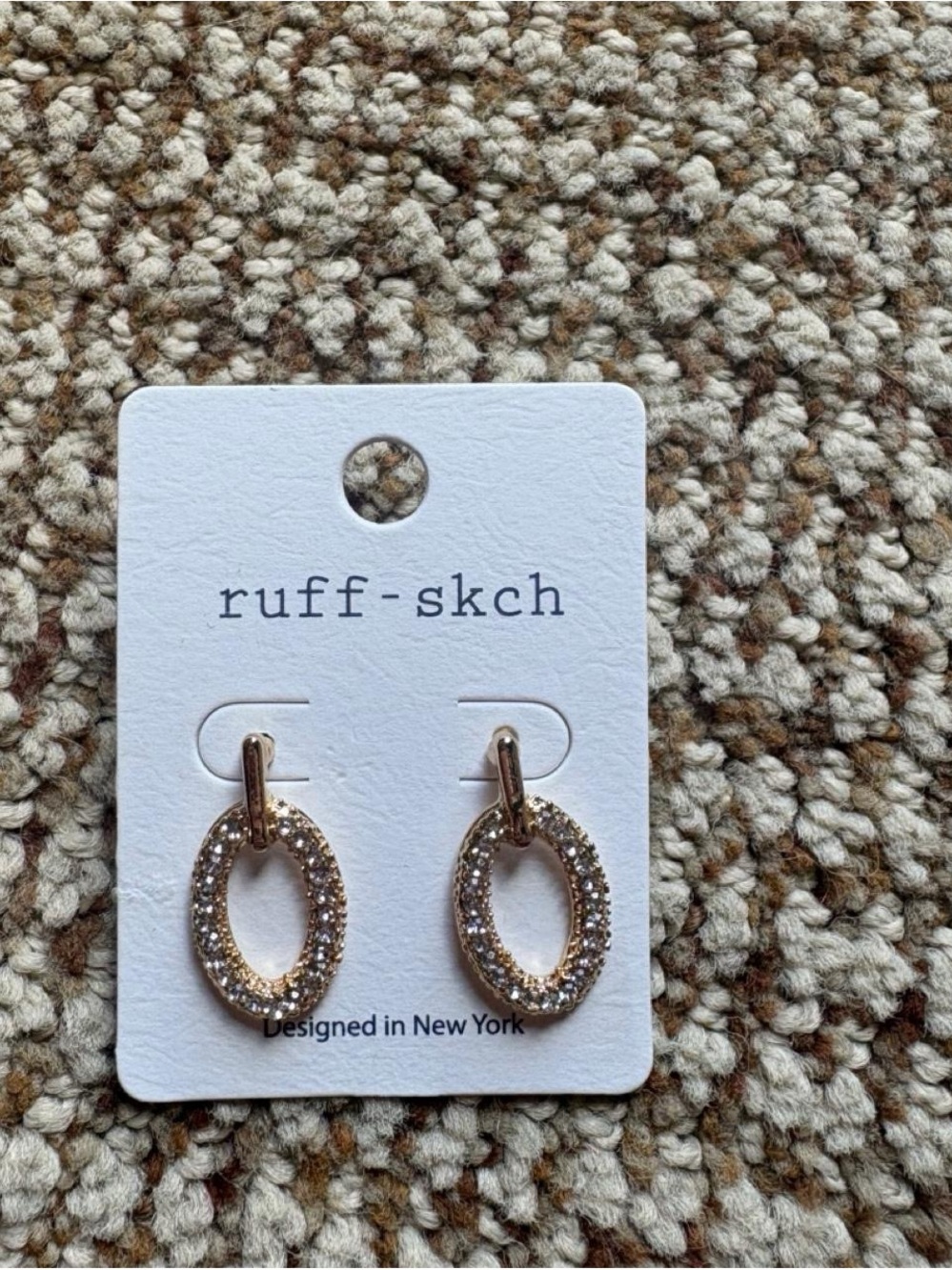 Ruff-Skch Gold Pavé Oval Hoop Earrings